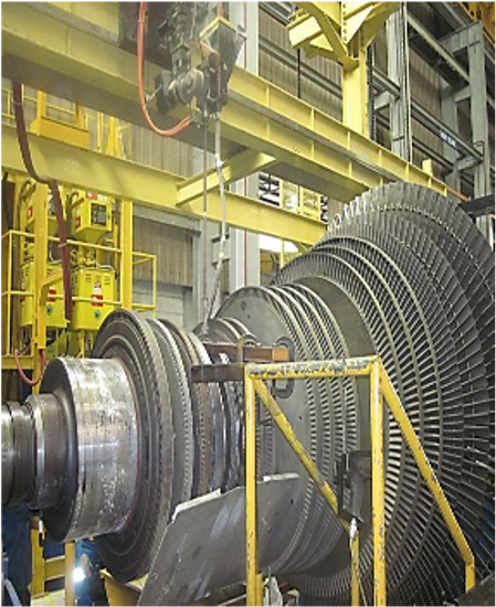 Steam Turbine Repair & Overhaul Rotor welding and re-blading.